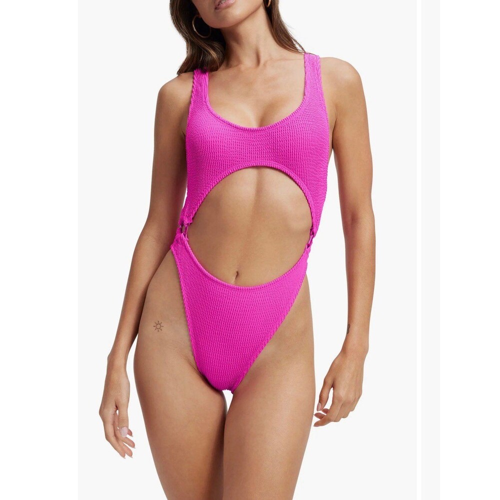 NEW Good American Always Fits Cutout One-Piece Swimsuit - Hawaiian Pink